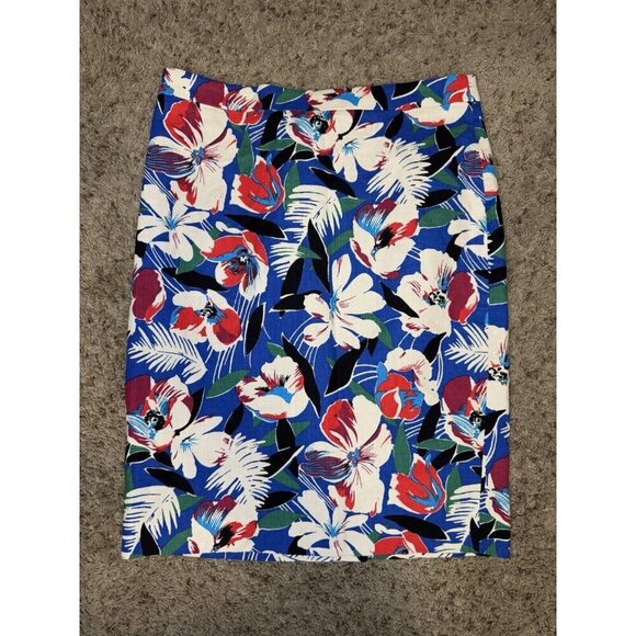 J. Crew Dresses & Skirts - J. CREW Skirt Knee Length Floral Cotton Pencil Skirt Colorful Fun Classic SZ 4